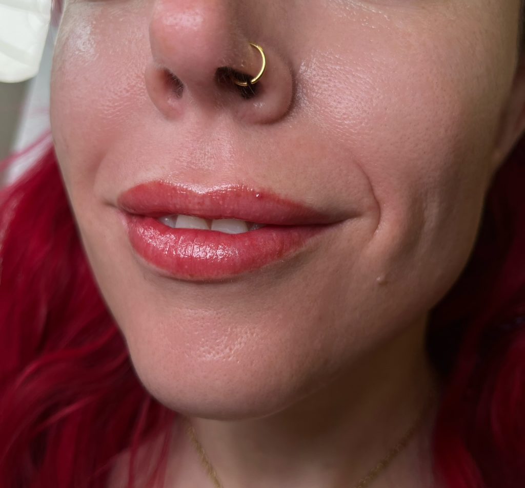 Soft lip blush permanent makeup results by Beauty Room Ink in Stafford, Virginia.