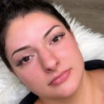 Natural-looking Ombré powder brows on a dark-haired client.